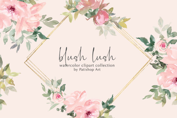 Blush Lush Watercolor Floral Clip Art for Local Business Branding
