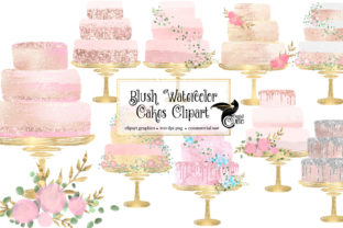 Blush Watercolor Cakes Clipart for Creative Projects