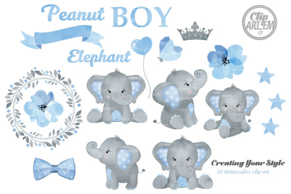 Boy Elephant Watercolor Set: A Versatile Illustration for Local Business Branding