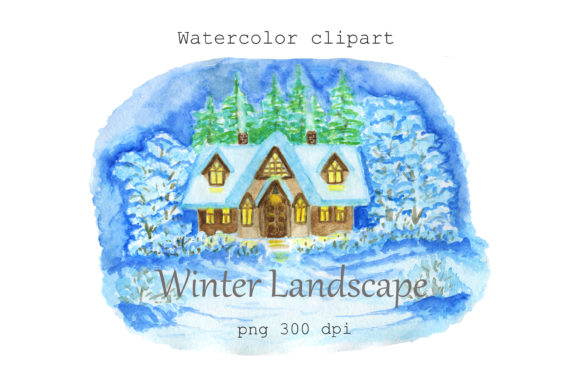 House Winter Holiday Watercolor: A Versatile Illustration for Seasonal Digital Products