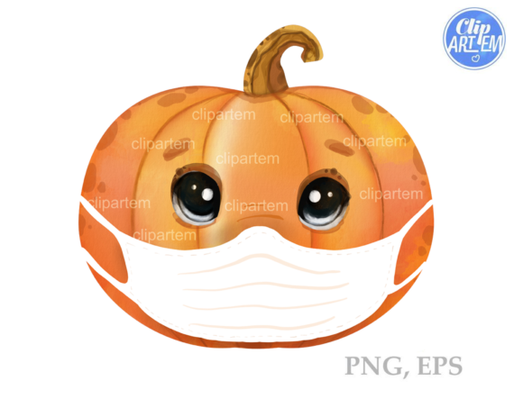 Pumpkin with Face Mask Watercolor: A Unique Illustration for Modern Design Projects