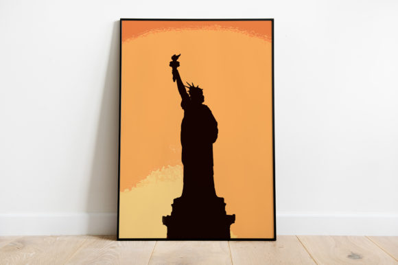 Silhouette Statue of Liberty Watercolor Illustration for Modern Branding