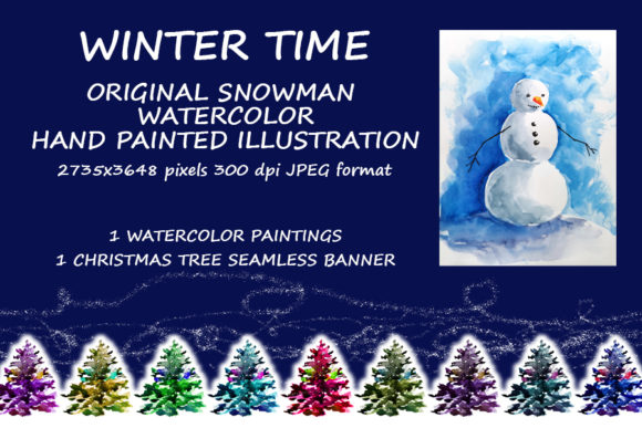 Snowman Watercolor Illustration, Banner: A Versatile Design Asset for Content Creators
