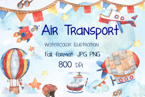 Watercolor Air Transport: A Versatile Illustration for Content Creators