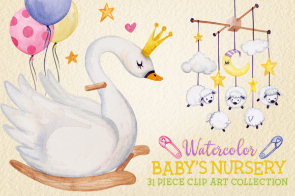 Watercolor Baby Nursery Clip Art Set: A Soft Touch for Creative Projects