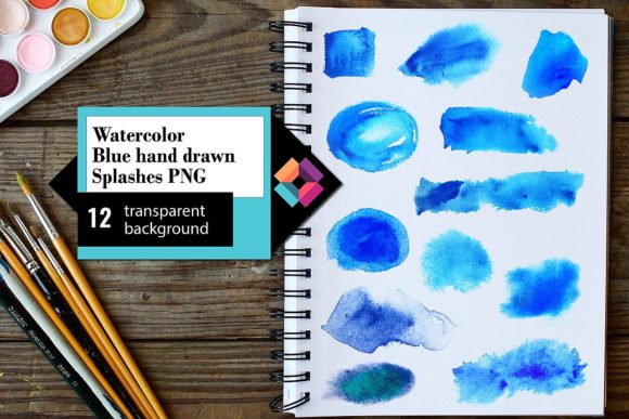 Watercolor Blue Splashes for Illustrations