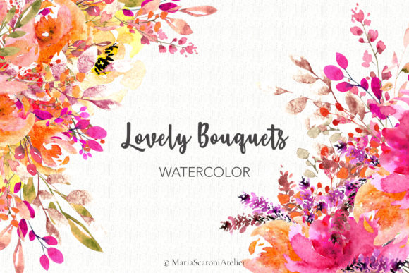 Watercolor Bouquets Illustrations for Real Crafting Projects