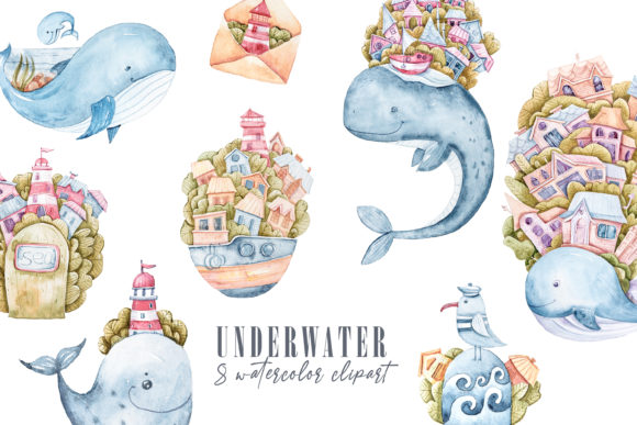 Watercolor Cute Sea Animals Clipart: A Versatile Illustration for Modern Branding