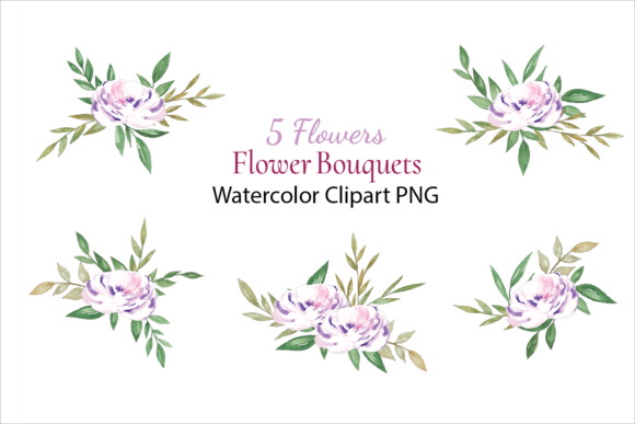Watercolor Flower Bouquets Clipart: A Versatile Illustration for Handmade Creations