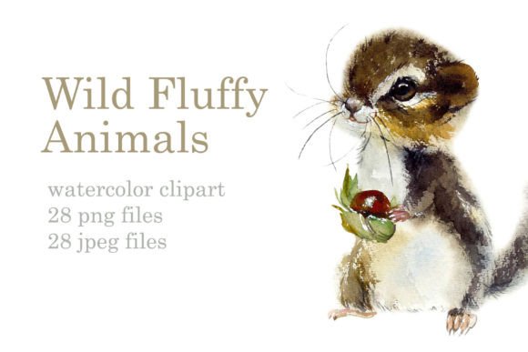 Watercolor Fluffy Wild Animals for Branding & Illustrations