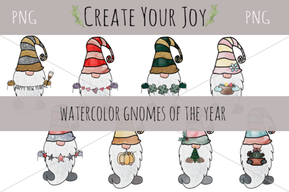 Watercolor Gnomes of the Year: A Versatile Illustration Bundle for Creative Sellers