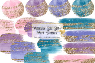 Watercolor Gold Glitter Paint Elements for Elegant Illustrations