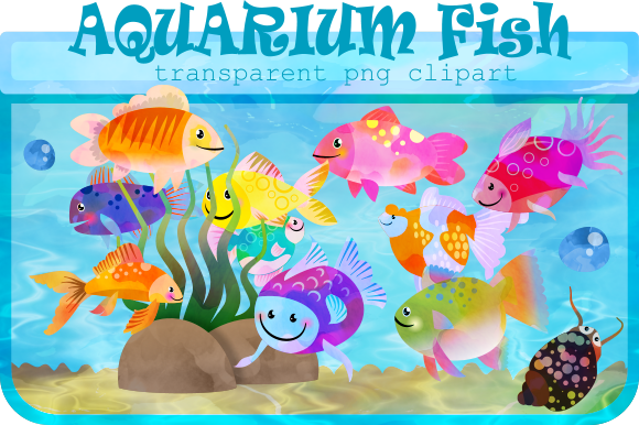 Watercolor Ink Aquarium Fish Clipart: A Versatile Illustration for Branding and Packaging