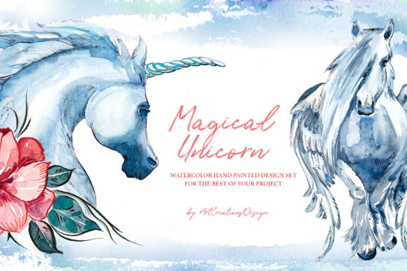Watercolor Magical Unicorn Design Set for Creative Branding