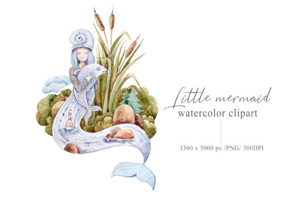 Watercolor Mermaid Clipart: A Versatile Illustration for Creative Publishing