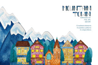 Watercolor Mountain Town Illustrations: A Fresh Addition to Local Business Branding