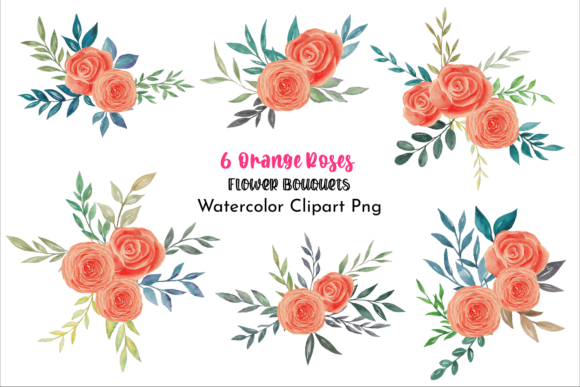 Watercolor Orange Roses: A Vibrant Illustration for Creative Branding