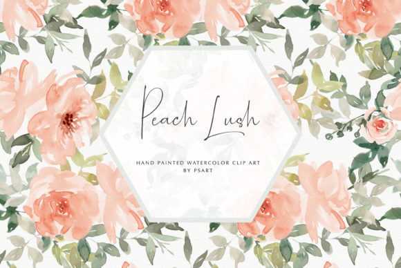 Watercolor Peach Floral Clipart Set for Editorial and Web Design