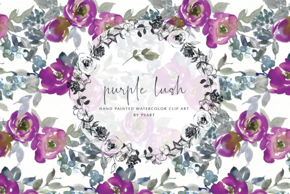 Watercolor Purple Floral Clipart Set: A Versatile Illustration for Handmade Creations