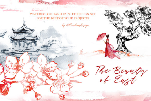 Watercolor the Beauty of East Design Set