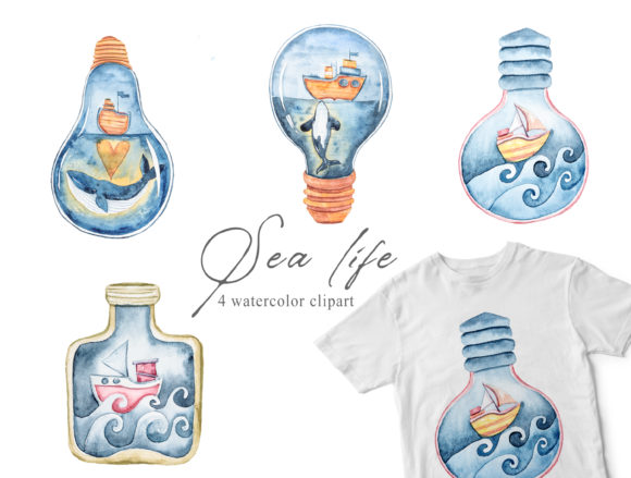 Watercolor Underwater Clipart: A Versatile Illustration for Creative Branding