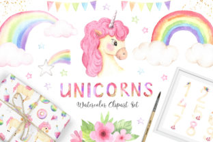 Watercolor Unicorns Set Vol.2 – A Vibrant Illustration Asset for Creative Projects