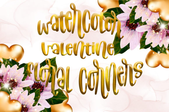 Watercolor Valentine Floral Corners for Local Business Illustrations