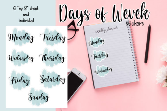 Watercolor Week - Printable Stickers: A Versatile Illustrations Asset for Content Creators
