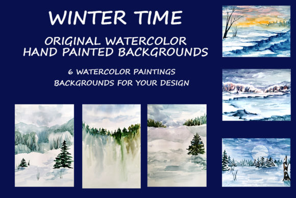 Winter Time Set, Watercolor Illustrations for Content Creators